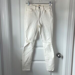Universal Thread High Rise Skinny White Distressed Jeans, Size 24R